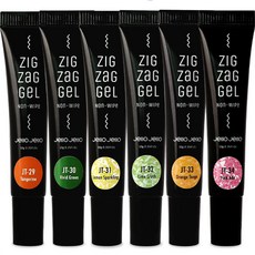 Jello Jello 3D 立體浮雕凝膠 管狀凝膠 立體凝膠美甲 Z字形凝膠 霓虹夏日 6件組 10g, 蜜柑橘, 鮮豔綠, 氣泡檸檬, 萊姆狂熱, 探戈橘, 粉紅特調, 60g, 1個