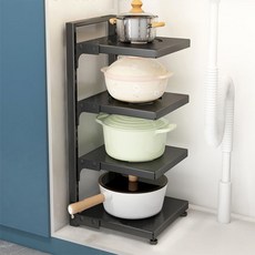 후고 후라이팬 정리대, 4단, 블랙, 1개