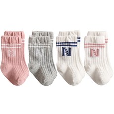 JOYMULTI 女童 N羅紋雙線長筒襪 4雙組