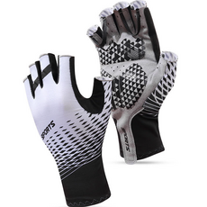 volegarb 減震保護墊 自行車半指手套 雙手皆可穿戴, 白色