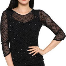 dancedome 花瓣寶石T恤 LDT25100, 黑色