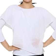 dancedome 不對稱網紗T恤 LDT25500, 白色