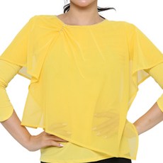 dancedome 不對稱網紗T恤 LDT25500, 黃色