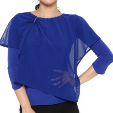 dancedome 不對稱網紗T恤 LDT25500, 藍色