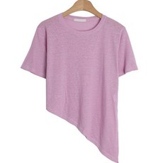 린다샵 여성용 크이바 사선트임 린넨 라운드넥 반팔 티셔츠 cpt12767k35