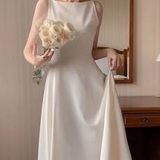 비비에모 단아한 이너슬림 끈 나시 플레어 롱 원피스 03805