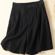 Murielle 女款透氣日常夏季亞麻五分褲