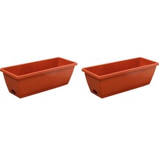 클레어라 발코니 직사각형 화분 2p+ 화분받침 2p 세트, 브릭레드