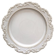 Cozy Table 復古巴洛克餐盤, 奶油色 + 米色, 1個