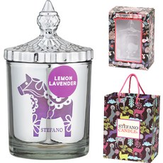 stefano 中罐香氛蠟燭禮盒 + 提袋, 銀色, 檸檬薰衣草