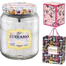 Stefano蠟燭 大蠟燭禮盒+購物袋, 銀, 檸檬和茉莉花