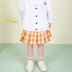JELISPOON 女童款可愛格紋百褶裙+安全褲
