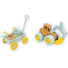 沙灘玩具 拖車&挖土機套組, 1套, 混合顏色