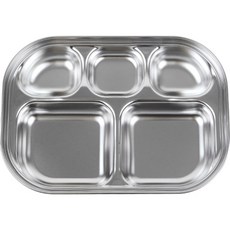 兒童不鏽鋼5格餐盤, 1個, 單色