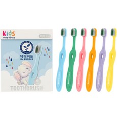 DRBURDLE 兒童牙刷 2階段, 混合顏色, 6入, 1套