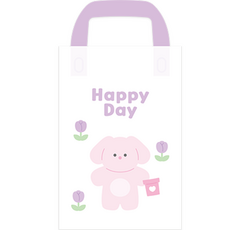 Donna&deco 快樂鬱金香動物手提塑膠購物袋, 紫色鬱金香兔子