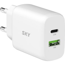 SKY 필 Q2N 25W PD PPS 듀얼 포트 고속 충전 어댑터, 화이트, 1개