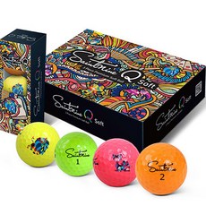 Saintnine Q Soft 彩色高爾夫球 3層 4色 x 3入組, 黃色, 綠色, 粉紅色, 橘色, 1套, 12入