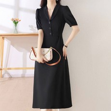 ATTERLIC Traje 後背綁帶西裝領短袖連身裙 02461, 黑色