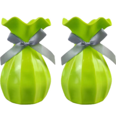 청린 원예 장식 리본 물결 작은 화병, 그린, 2개