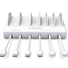 CUBE ON 超高速 PD PPS 6埠多功能充電器 Type-C 4p 8-pin 2p JI-615, 白色, 1個