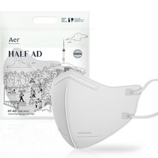 아에르 하프 비말차단 마스크 대형 KF-AD, 25매입, 1개, 화이트