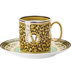 VERSACE 巴洛克馬賽克高腳咖啡杯與杯碟, 混合色, 1個