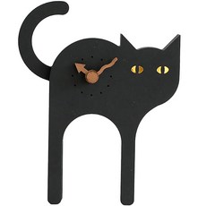 現代生活風黑貓桌面時鐘 簡約現代室內裝飾 懶貓, 單一顏色