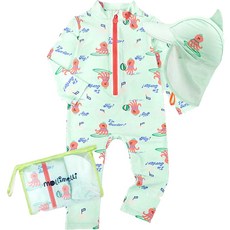 mollimelli 男童款新衝浪章魚泳衣+遮陽帽組