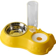 Greatlife 寵物半自動飲水餵食碗, 1個, 黃色