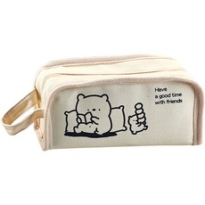 TUCO.B 大容量簡約卡通多功能鉛筆袋, 1個, 讀書熊