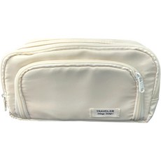 TUCO.B 大容量3層簡約多功能鉛筆袋, 白色, 1個