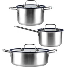 DONATI IH爐適用Viola系列不鏽鋼鍋具組, 單柄鍋 18cm+雙耳鍋 20cm+砂鍋 26cm, 混色