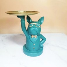 前程似錦 上半身鬥牛犬室內裝飾託盤, 薄荷綠