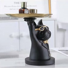 앞날창창 상체 불독 인테리어 트레이, 블랙