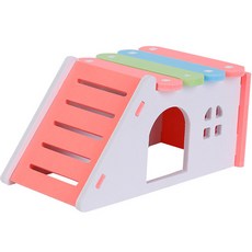 두리펫 햄스터 복층형 슬라이드 놀이터 하우스, 레인보우 핑크, 1개