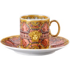 베르사체 LA SCALA DEL PALLAZZO ROSA 에스프레소 컵앤소서, 혼합색상, 1세트