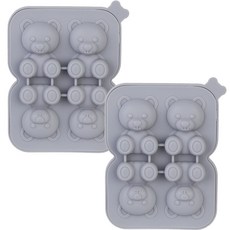 플라라 곰돌이 4칸 얼음틀 2p, 그레이