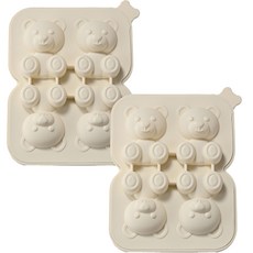 plala 小熊4格製冰盒 2入, 白色, 2個