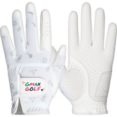 GMAX 女用半羊皮Icon網眼高爾夫手套 雙手穿戴, 白色