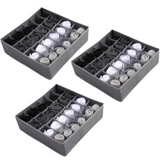 marketpia 襪子內衣收納整理盒, 淺灰色 24格