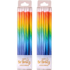 細長生日蠟燭 15cm 12支, 彩虹色, 2個