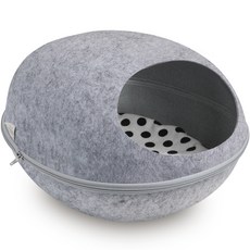 PETSMON 貓咪蛋型單孔毛氈躲貓貓屋, 灰色