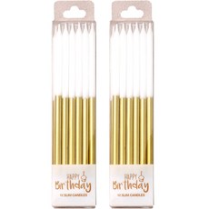 joyparty 細長生日蠟燭 15cm 12支, 金色, 2個