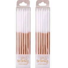 joyparty 細長生日蠟燭 15cm 12支, 玫瑰金, 2個