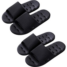 Market Plan 柔軟簡約浴室拖鞋 2入, 黑色, 2個