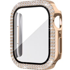 SPACE SHIELD 智慧手錶雙排閃亮水鑽保護殼 40mm, 玫瑰金