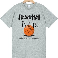 디엘크리 빅사이즈 농구 이즈 라이프 프린팅 18수 통기성 반팔 티셔츠