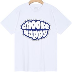 디엘크리 빅사이즈 CHOOSE HAPPY 프린팅 18수 통기성 반팔 티셔츠