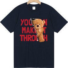 디엘크리 빅사이즈 빼꼼 프린팅 18수 통기성 반팔 티셔츠